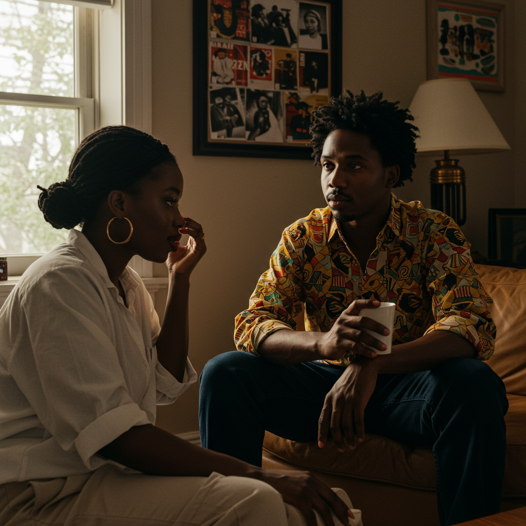 An inspiring and empowering illustration showing diverse Black families united together, with symbols representing equity and justice