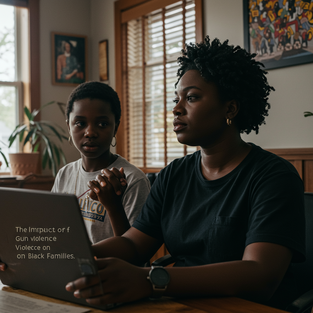 Illustration depicting resilience of Black families amid gun violence impact