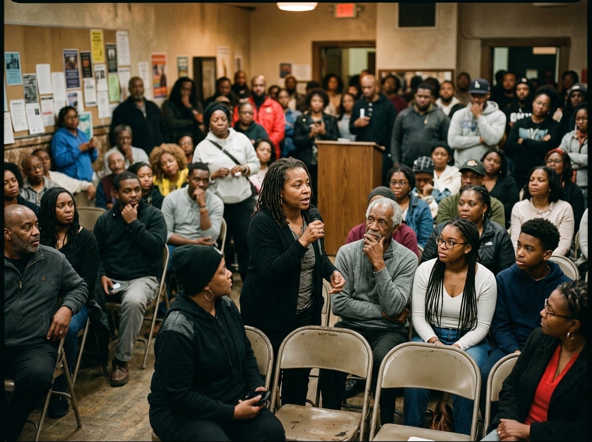 Black community town hall meeting organizing together