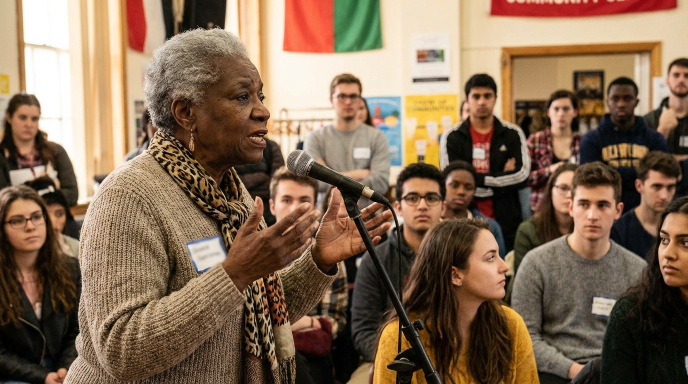 Black community elder teaching young people
